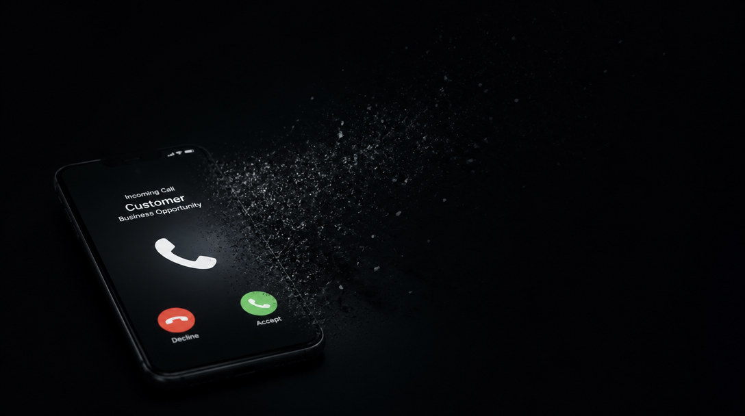 Conceptual image representing a missed call and lost business opportunity